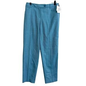 Anne Klein Womens Twill Duke Pants Calypso Blue/NYC WHT Size 4 New